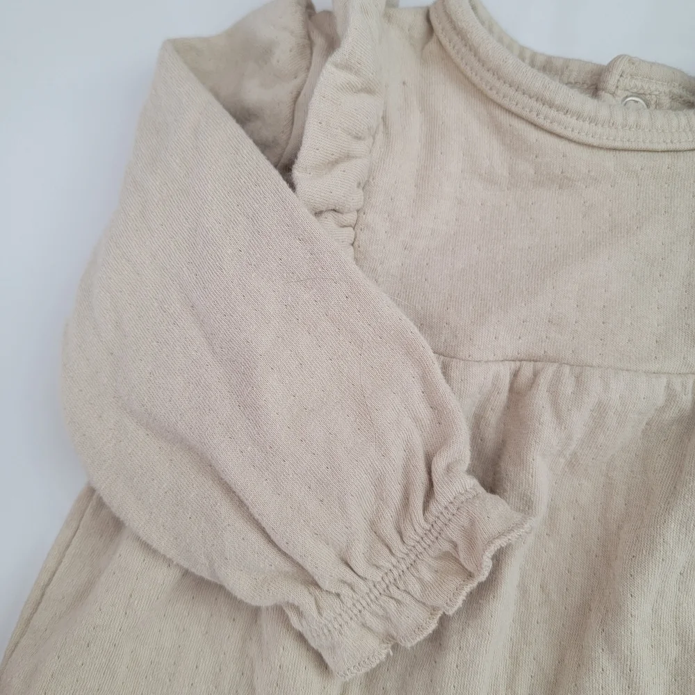 Petite Maison Organic Cotton Ruffle Tunic dress & Leggings Set- Neutral Beige